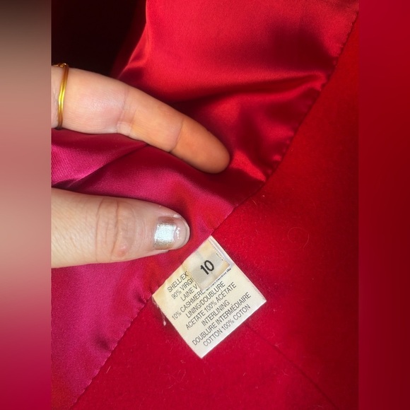 EDWARD CHAPMAN Cashmere Virgin Wool Stunning Red Long Coat S10 Like New W/ Belt - Picture 14 of 16